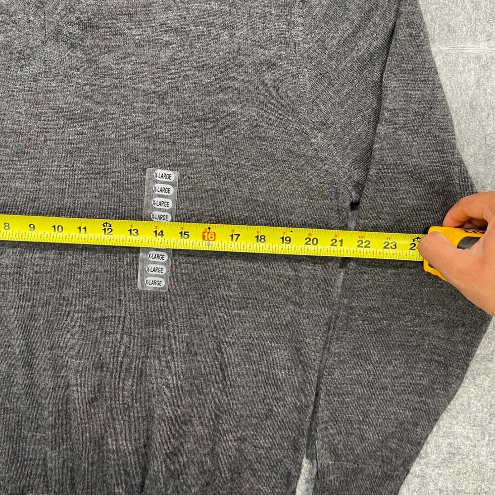 Calvin Klein Mens Sweater Large Extra Fine Merino Wool V-Neck Grey New